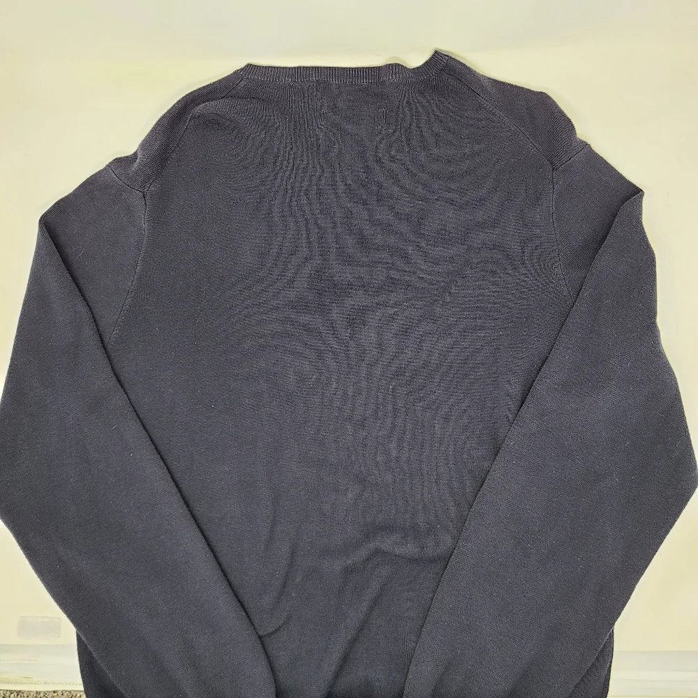Polo Ralph Lauren V Neck Sweater Pima Cotton Blue Red Pony Pullover size Large